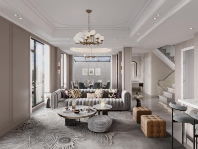 美式客餐厅3D模型下载